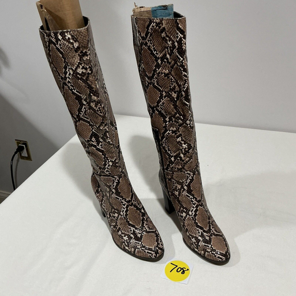 A New Day Shoes - Woman’s A New Day Brown Snake Skin 3.5 Inch Heel Tall Knee High Boots Size 7.5